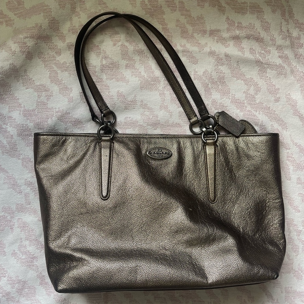 Coach metallic tote bag